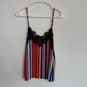 ZARA multicoloured / pride / rainbow and black lace cami Size S 0-4